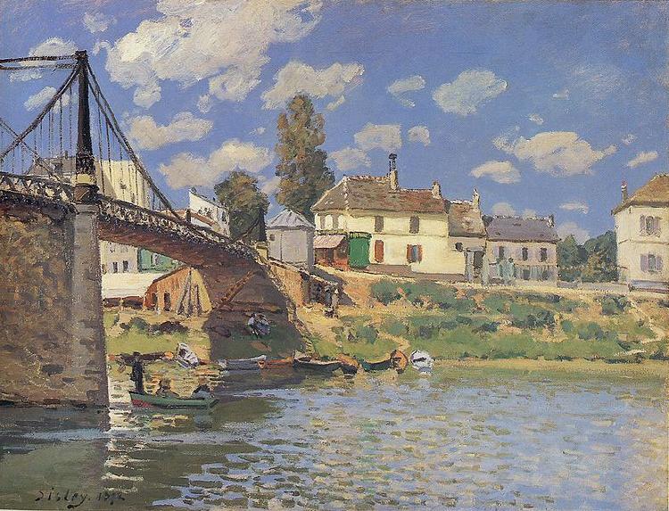 Alfred Sisley Bridge at Villeneuve la Garenne. China oil painting art